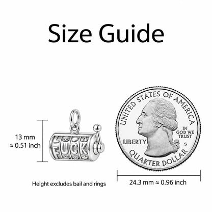 Good Luck Slot Machine Charm Bracelet – Personalized Bestie Gift – size guide, 13 mm charm next to a quarter