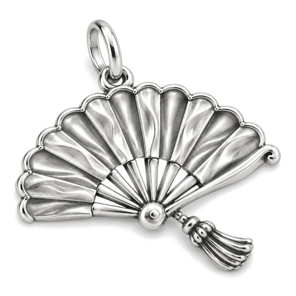 Graceful Dance Fan Charm — Silver Super Macro | charm-topics-remaining-444-2026-09-14 | topic-237