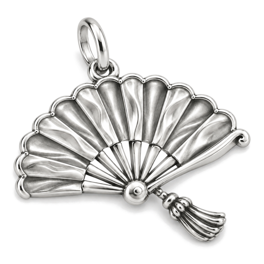Graceful Dance Fan Charm — Silver Super Macro | charm-topics-remaining-444-2026-09-14 | topic-237
