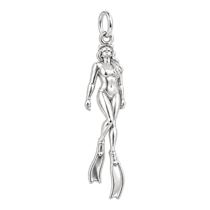 Graceful Deep Sea Diver Charm Bracelet – Personalized Diver Gift – silver charm, front view