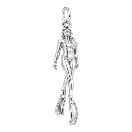 Graceful Deep Sea Diver Charm Bracelet – Personalized Diver Gift – silver charm, front view