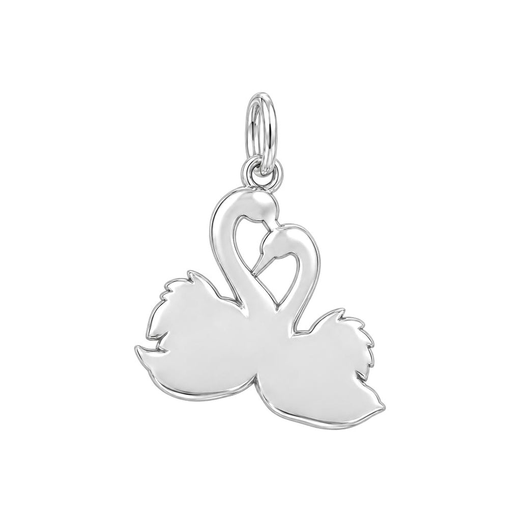 Graceful Swan Pair Charm Bracelet – Personalized Couple Gift – back of the charm, engraving area