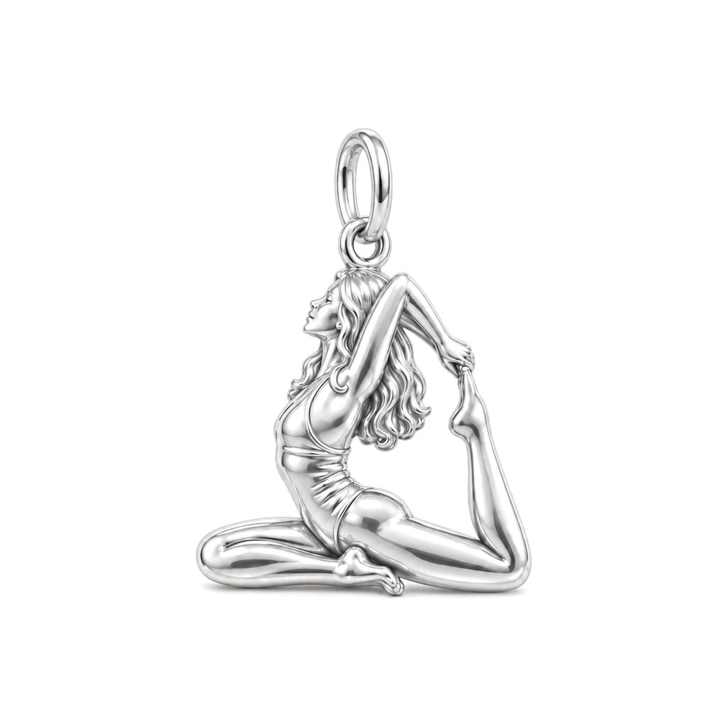 Graceful Yoga Pose Charm Bracelet – Personalized Yogi Gift – silver charm, front view