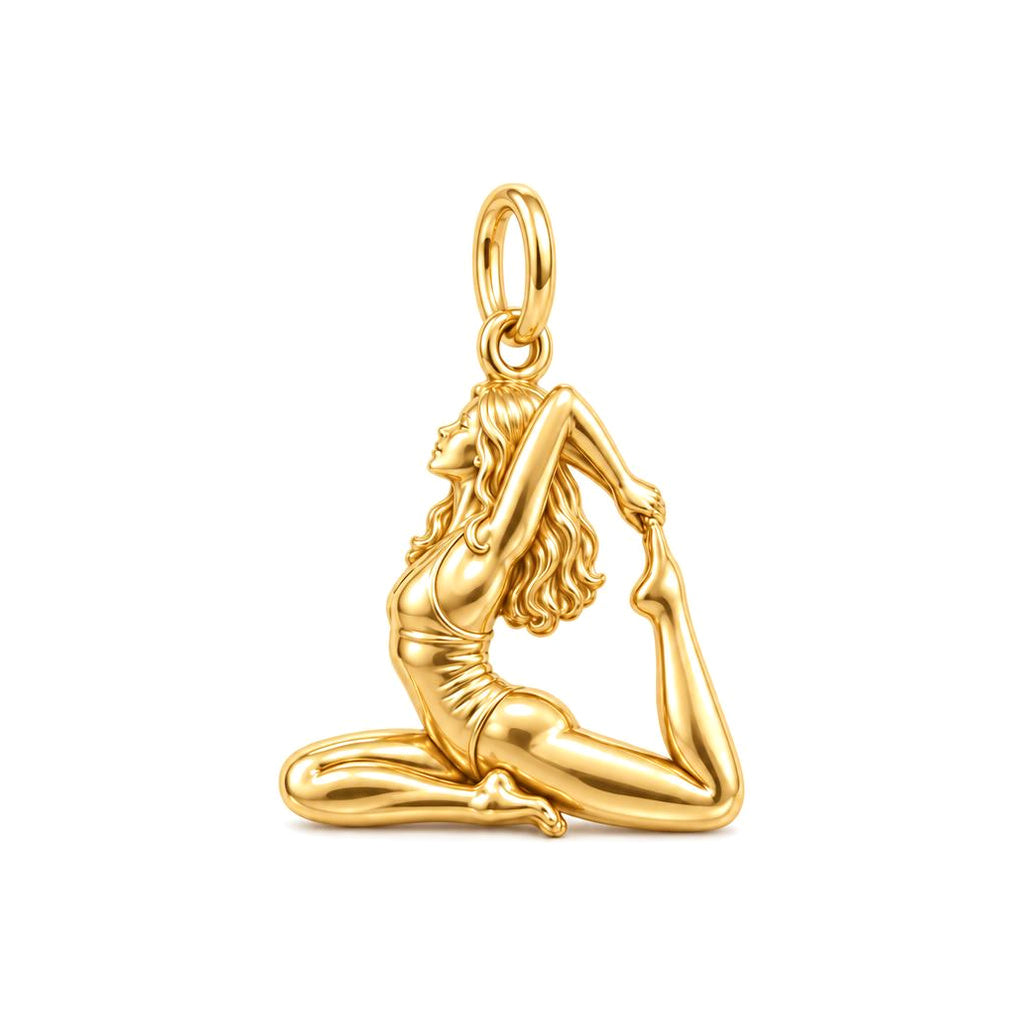 Graceful Yoga Pose Charm Bracelet – Personalized Yogi Gift – 18K gold charm, front view