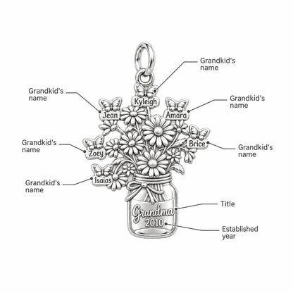 Grandkids Garden Butterfly Jar Charm Bracelet – Personalized Nana Gift – personalization guide