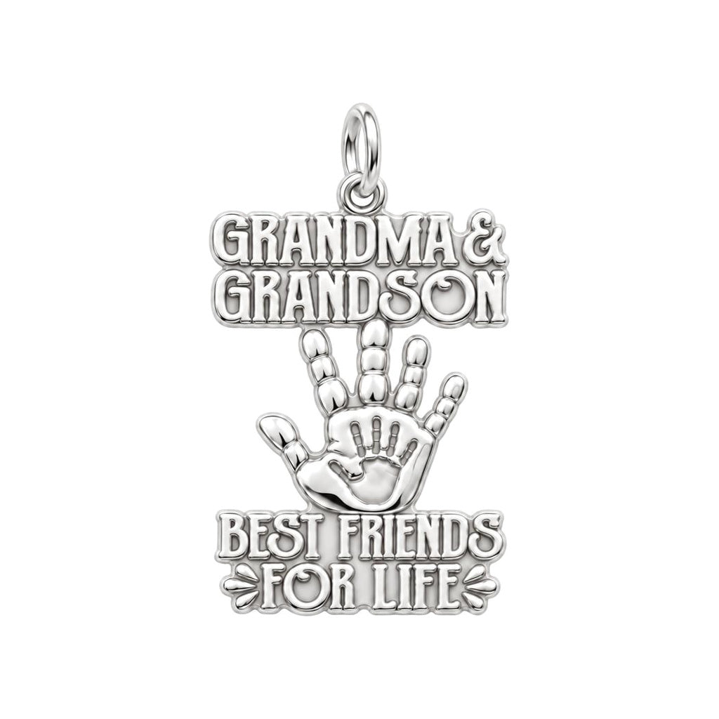 Grandma and Grandson Charm Bracelet – Personalized Nana Gift – silver charm, front view