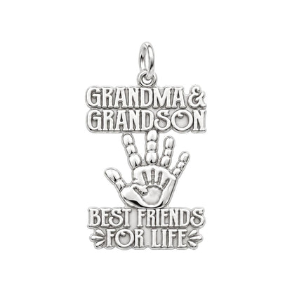Grandma and Grandson Charm Bracelet – Personalized Nana Gift – silver charm, front view