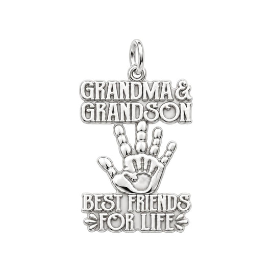 Grandma and Grandson Charm Bracelet – Personalized Nana Gift – silver charm, front view