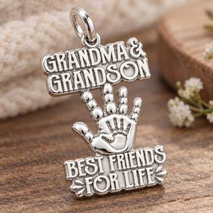 Grandma and Grandson Charm Bracelet – Personalized Nana Gift – macro detail of the charm