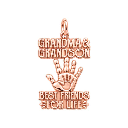 Grandma and Grandson Charm Bracelet – Personalized Nana Gift – rose gold charm, front view