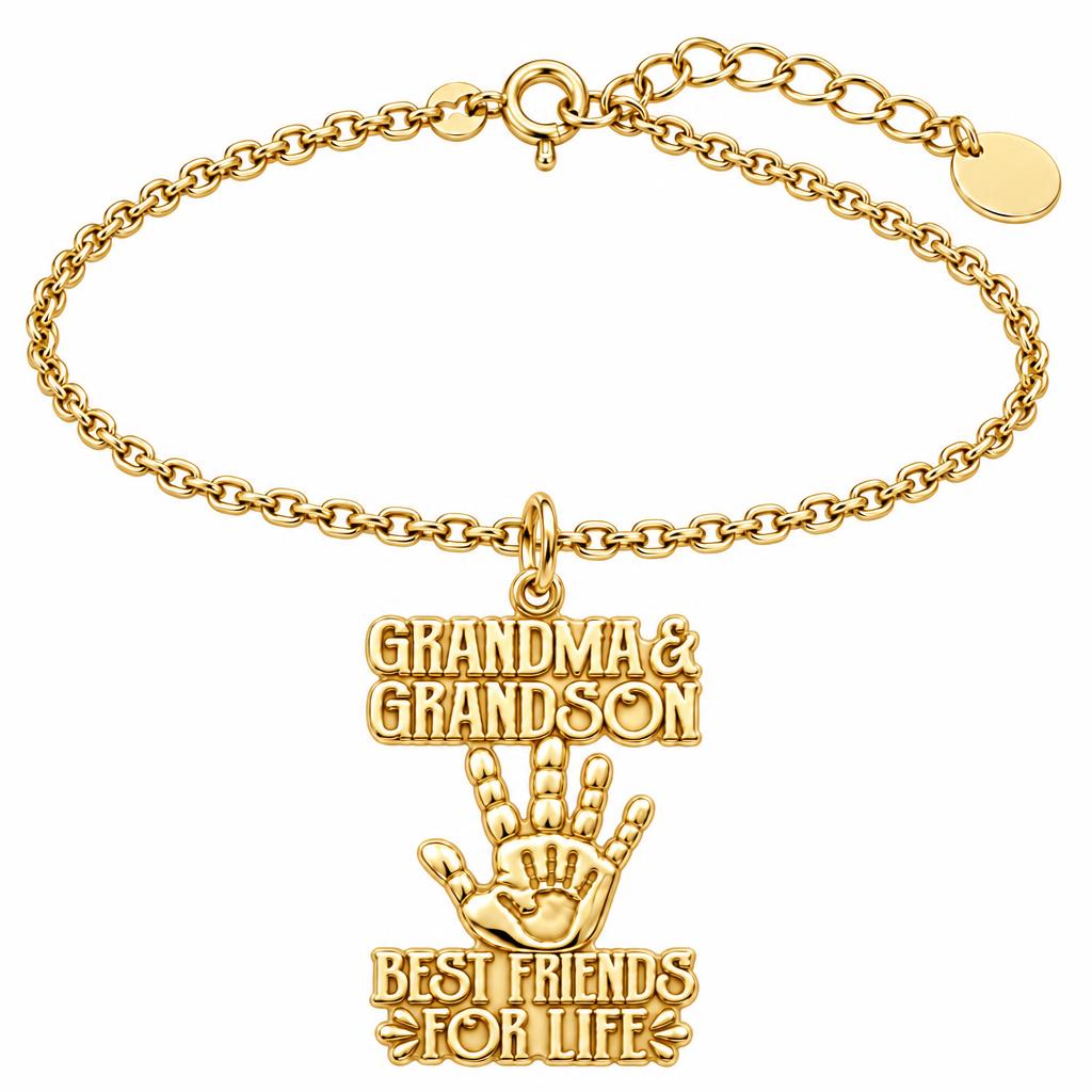 Grandma and Grandson Hand in Hand Charm Bracelet Set – 18K gold, front view