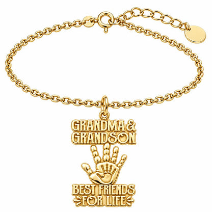 Grandma and Grandson Hand in Hand Charm Bracelet Set – 18K gold, front view