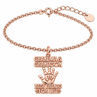 Grandma and Grandson Hand in Hand Charm Bracelet Set – rose gold, front view