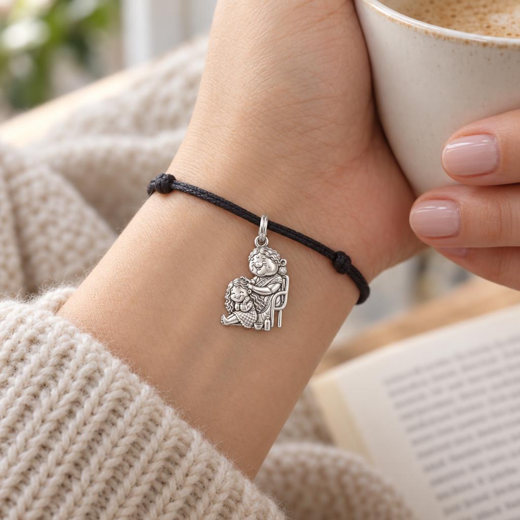 Grandma's Gentle Touch Charm and Polyester Cord Bracelet Set
