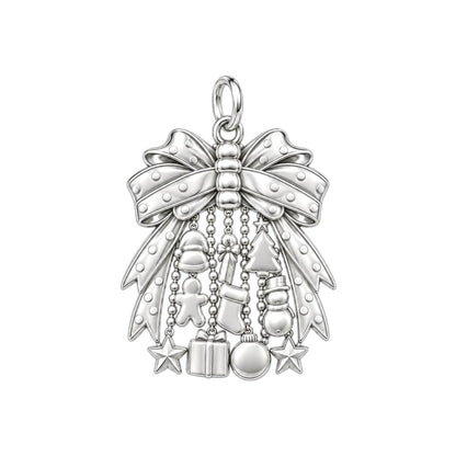 Grandma's Holiday Bow Charm Bracelet – Personalized Nana Gift – back of the charm, engraving area