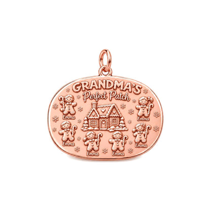 Grandma's Perfect Patch Charm Bracelet – Personalized Grandma Gift – rose gold 3 cm charm, front view