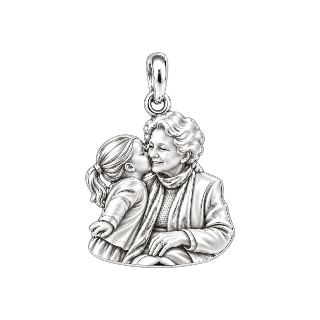 Grandma's Precious Moments Charm Bracelet – Custom Photo Gift – silver charm, front view