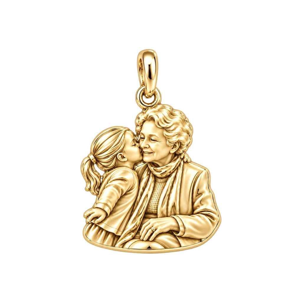 Grandma's Precious Moments Charm Bracelet – Custom Photo Gift – 18K gold charm, front view