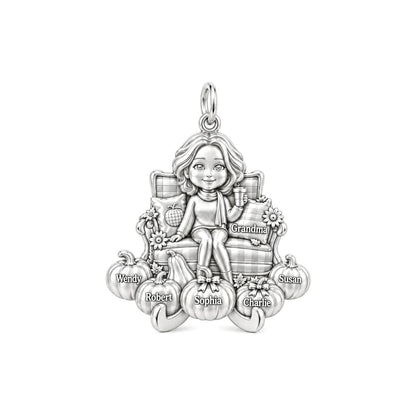 Grandma's Pumpkin Patch Charm Bracelet – Personalized Grandma Gift – silver plated 3 cm charm, front view