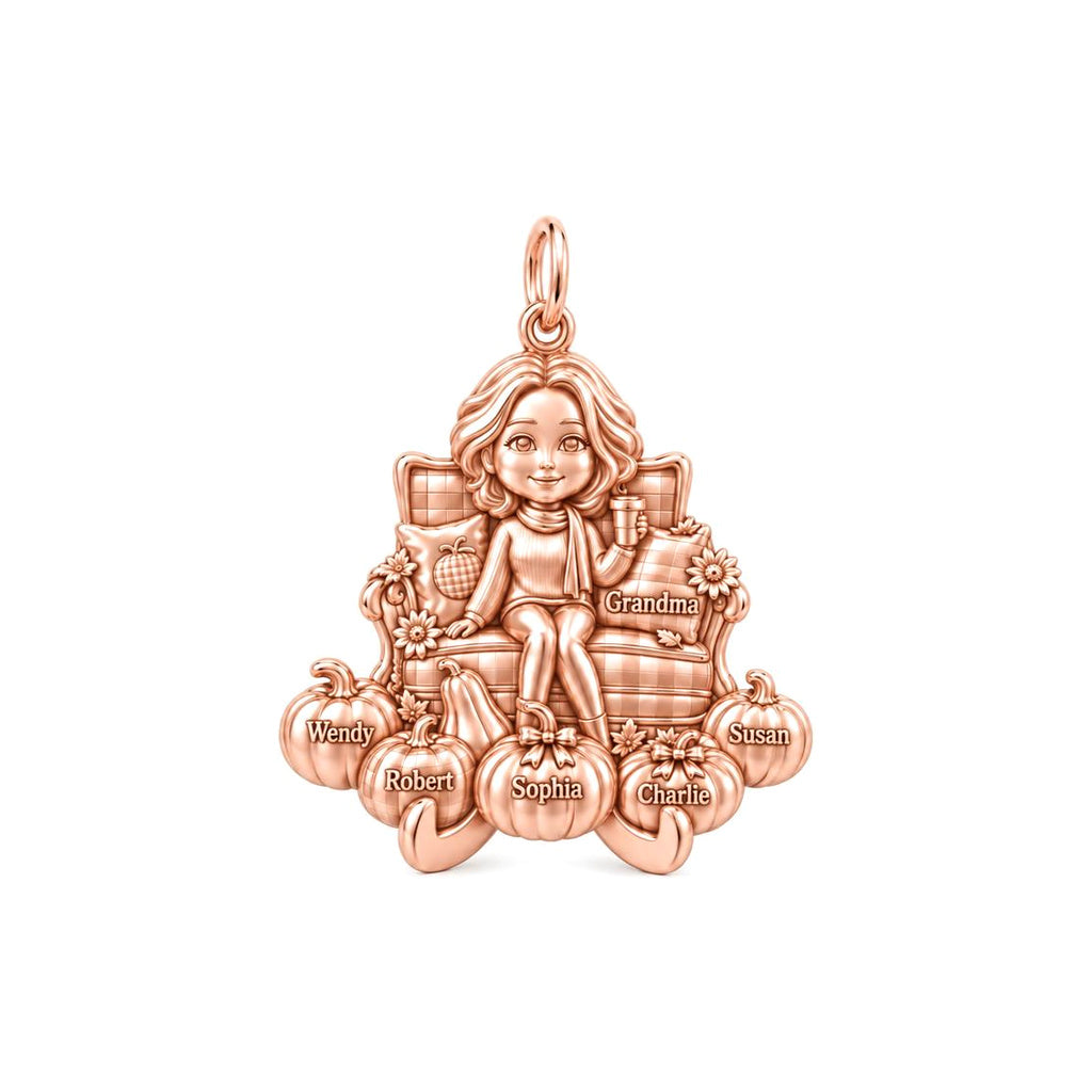 Grandma's Pumpkin Patch Charm Bracelet – Personalized Grandma Gift – rose gold 3 cm charm, front view