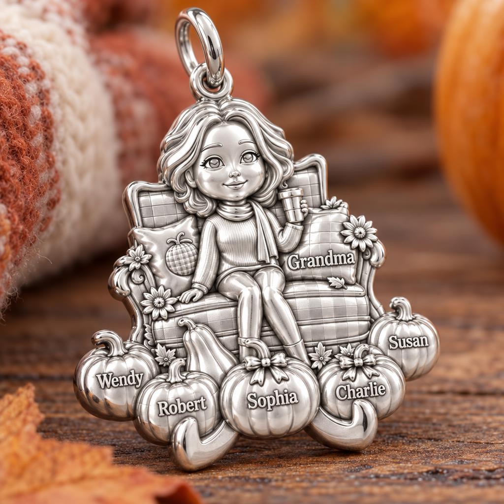 Grandma's Pumpkin Patch Charm Bracelet – Personalized Grandma Gift – macro detail of the charm