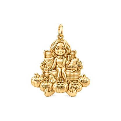 Grandma's Pumpkin Patch Charm Bracelet – Personalized Grandma Gift – 18K gold plated 3 cm charm, front view