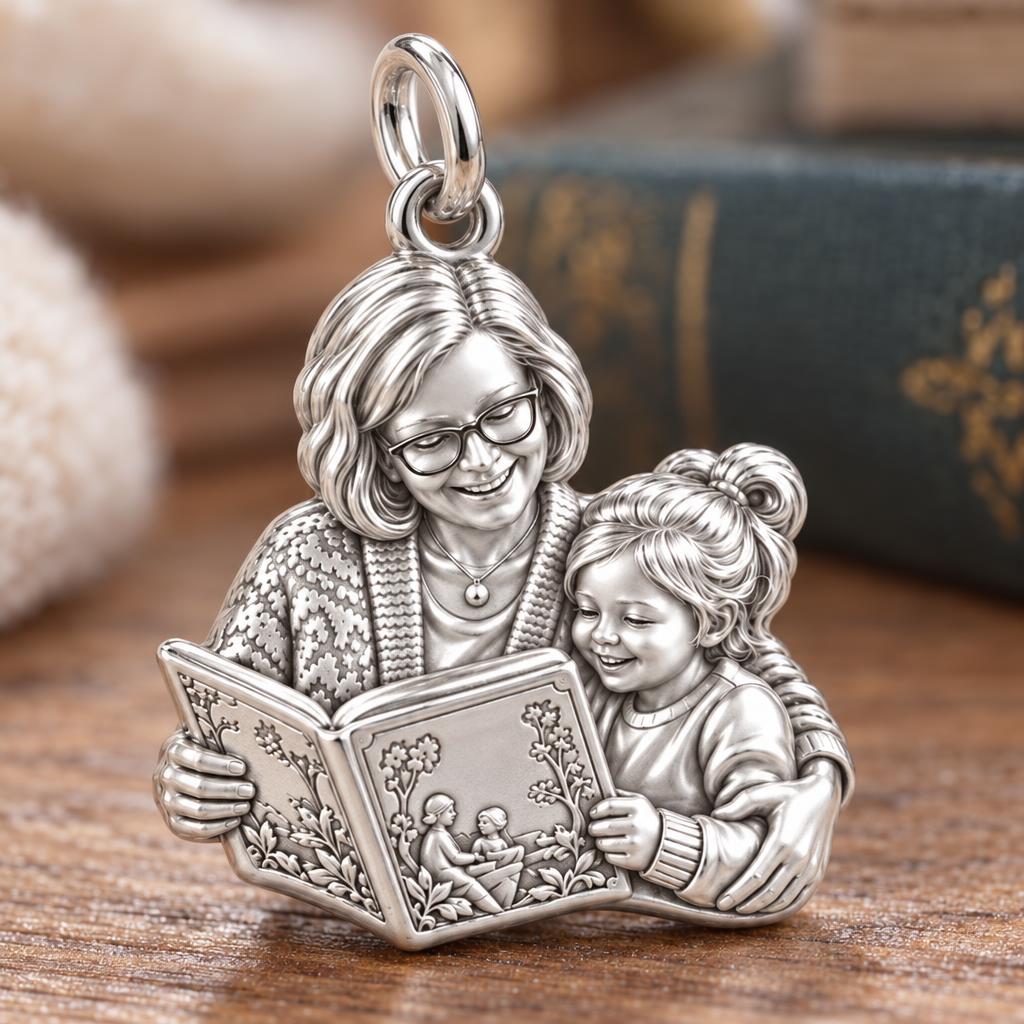 Grandma's Story Time Charm Bracelet – Personalized Nana Gift – macro detail of the charm