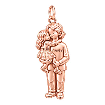 Grandma's Warm Embrace Charm Bracelet – Personalized Nana Gift – rose gold 3 cm charm, front view