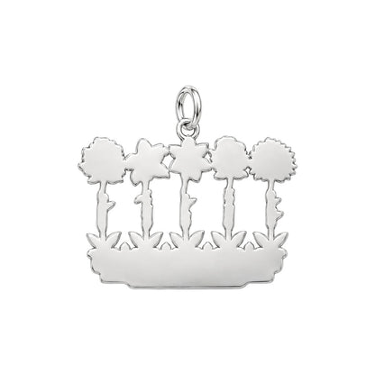Grandma's Wildflower Garden Charm Bracelet – Personalized Gift – back of the charm, engraving area