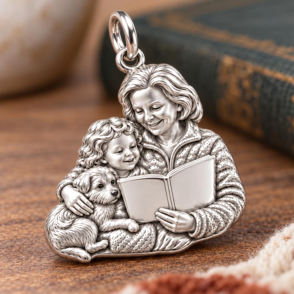Grandma Storytime Reading Charm Bracelet – Personalized Nana Gift – macro detail of the charm