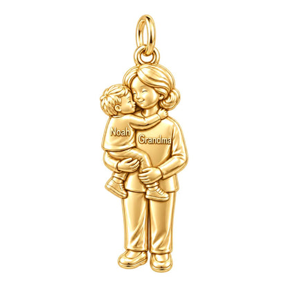 Grandma Sweet Hug Charm Bracelet – Personalized Nana Gift – 18K gold plated 3 cm charm, front view
