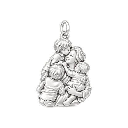 Grandmother's Tender Embrace Charm Bracelet – Personalized Mom Gift – silver charm, front view