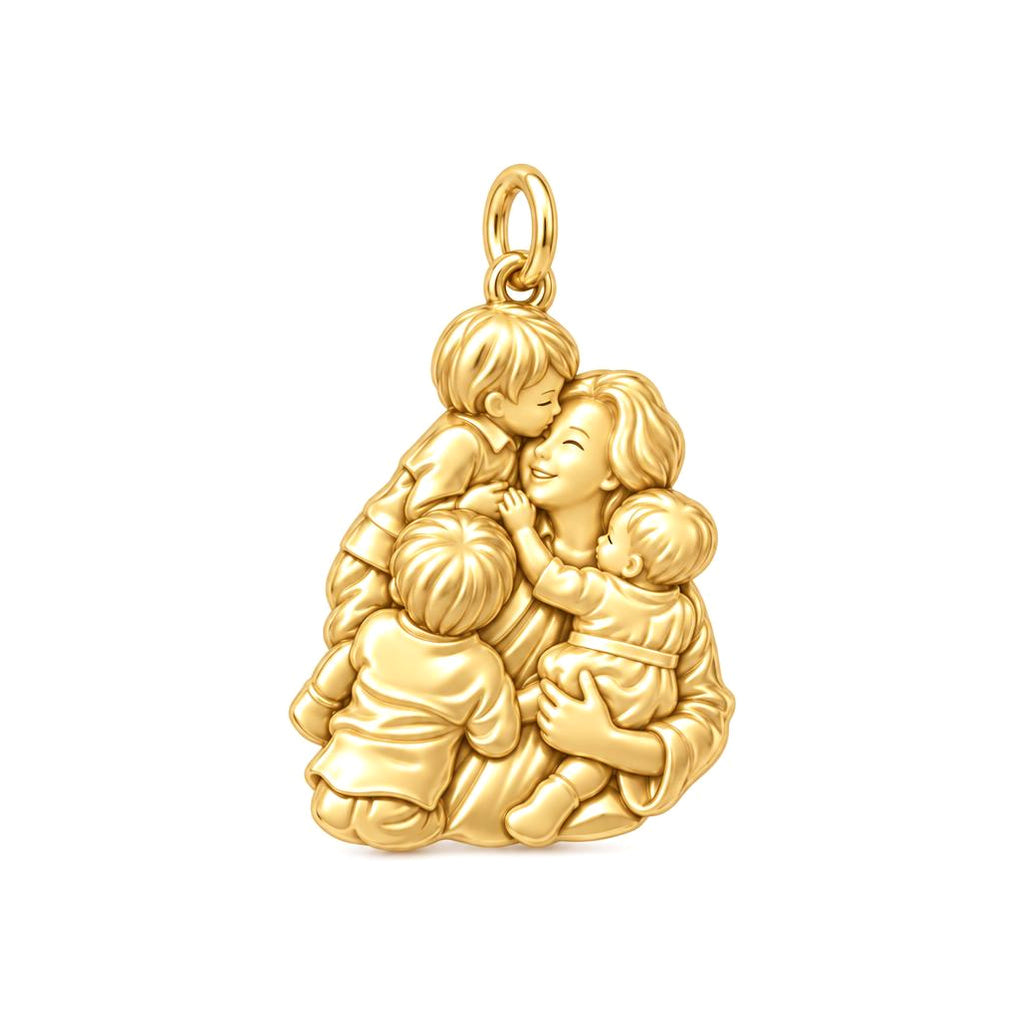 Grandmother's Tender Embrace Charm Bracelet – Personalized Mom Gift – 18K gold charm, front view