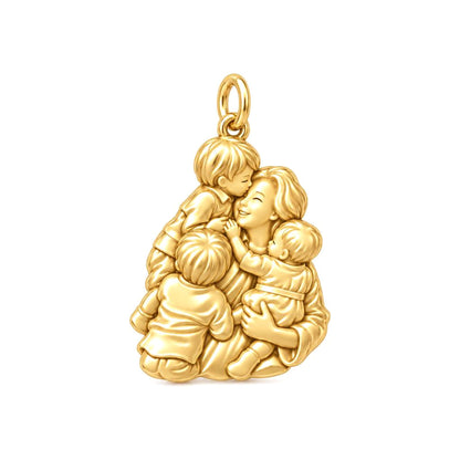 Grandmother's Tender Embrace Charm Bracelet – Personalized Mom Gift – 18K gold charm, front view
