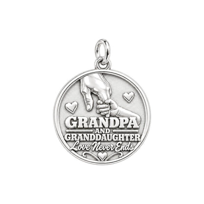 Grandpa and Granddaughter Charm Bracelet – Personalized Gift – silver plated 3 cm charm, front view