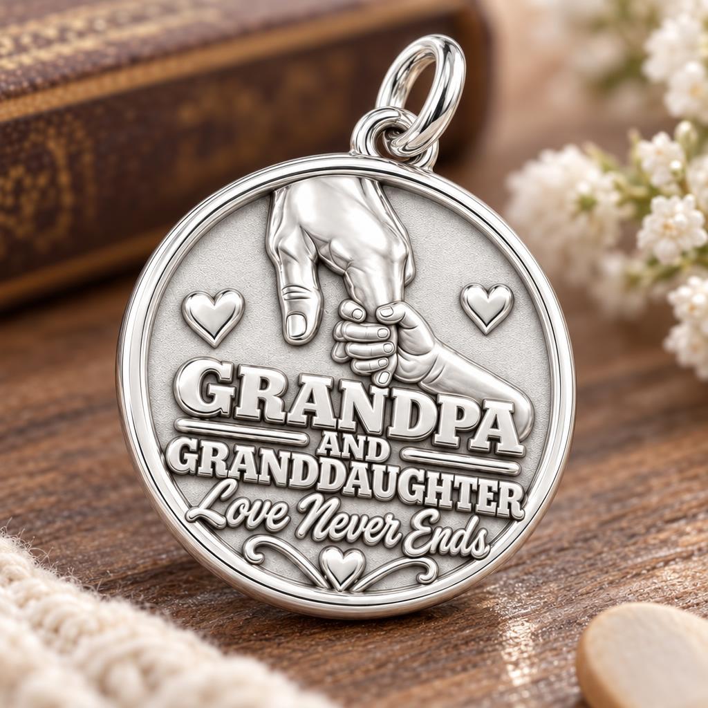 Grandpa and Granddaughter Charm Bracelet – Personalized Gift – macro detail of the charm