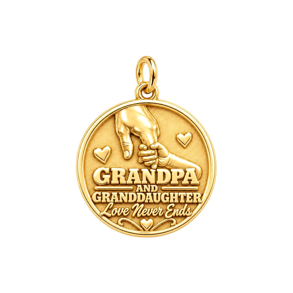 Grandpa and Granddaughter Charm Bracelet – Personalized Gift – 18K gold plated 3 cm charm, front view