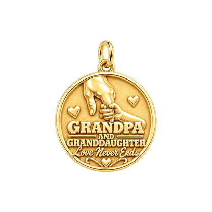 Grandpa and Granddaughter Charm Bracelet – Personalized Gift – 18K gold plated 3 cm charm, front view
