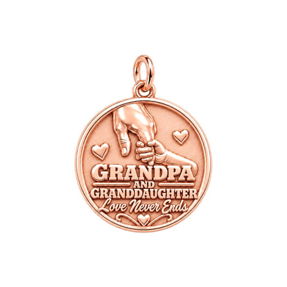 Grandpa and Granddaughter Charm Bracelet – Personalized Gift – rose gold 3 cm charm, front view