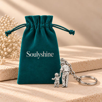 Grandpa and Grandson Hand in Hand Charm Keychain – Soulyshine velvet gift pouch