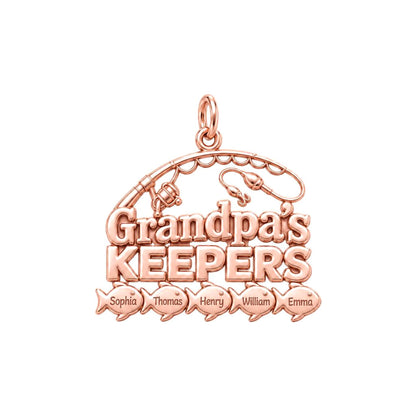 Grandpa's Keepers Charm Bracelet – Personalized Grandpa Gift – rose gold 3 cm charm, front view