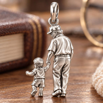 Grandpa's Little Treasure Photo Charm Bracelet - Personalized Grandpa Gift – macro detail of the charm