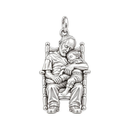 Grandpa's Rocking Chair Nap Charm Bracelet – Personalized Grandpa Gift – silver charm, front view