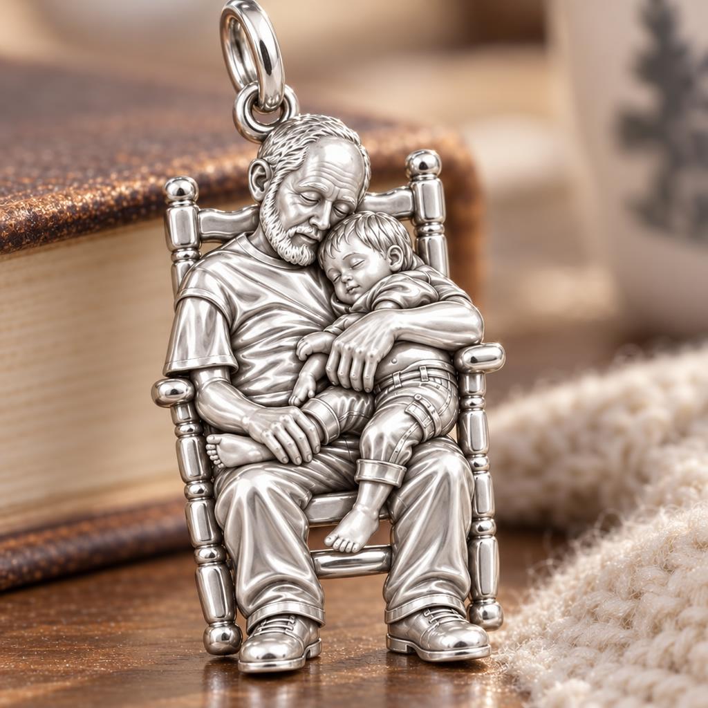Grandpa's Rocking Chair Nap Charm Bracelet – Personalized Grandpa Gift – macro detail of the charm