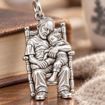 Grandpa's Rocking Chair Nap Charm Bracelet – Personalized Grandpa Gift – macro detail of the charm