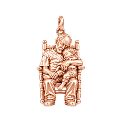 Grandpa's Rocking Chair Nap Charm Bracelet – Personalized Grandpa Gift – rose gold charm, front view