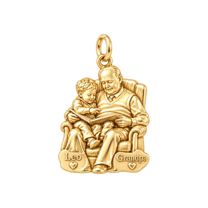 Grandpa's Storytime Charm Bracelet – Personalized Grandpa Gift – 18K gold charm, front view