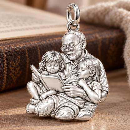 Grandpa Storytime Charm Bracelet – Personalized Nana Gift – macro detail of the charm