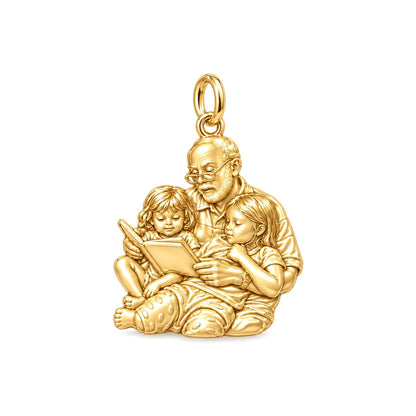 Grandpa Storytime Charm Bracelet – Personalized Nana Gift – 18K gold charm, front view