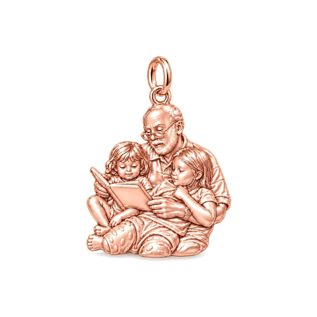 Grandpa Storytime Charm Bracelet – Personalized Nana Gift – rose gold charm, front view